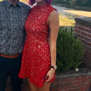 Red lace cocktail dress